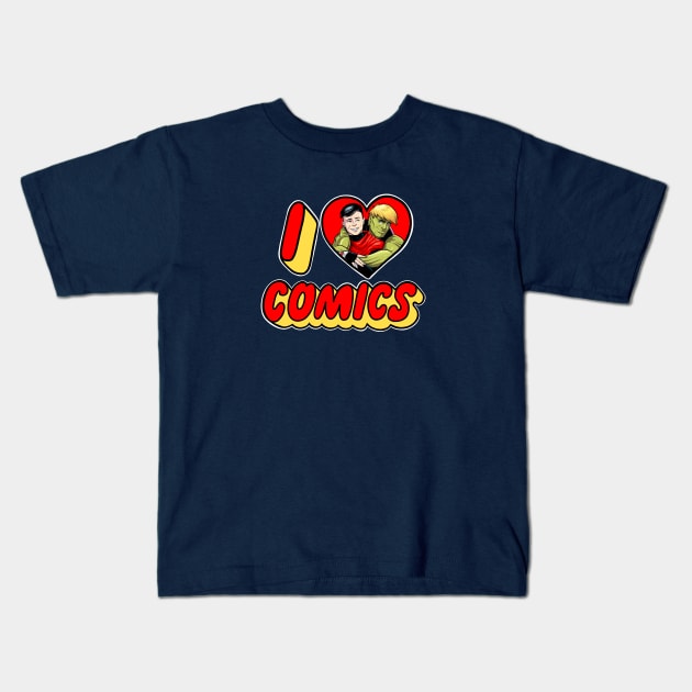 I Love Comics: Billy & Teddy Kids T-Shirt by elliotcomicart